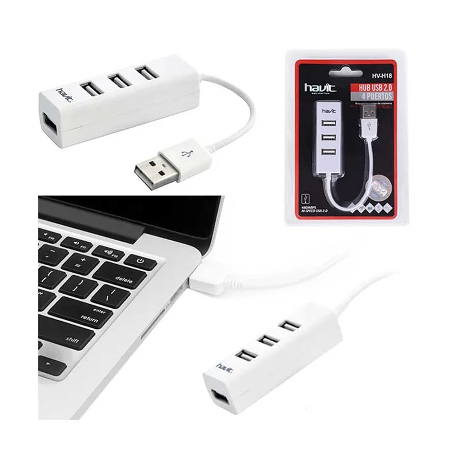 Havit USB Male to Quad USB Female White Hub # H18