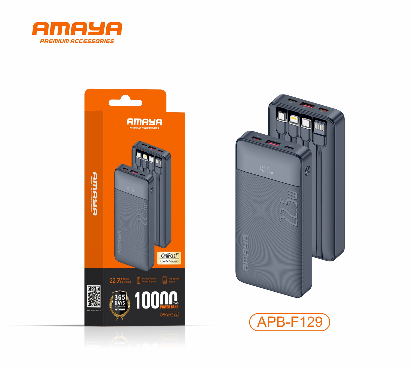 Amaya APB-F129 3D Texture 22.5W Fast Charger 10000mAh Power Bank