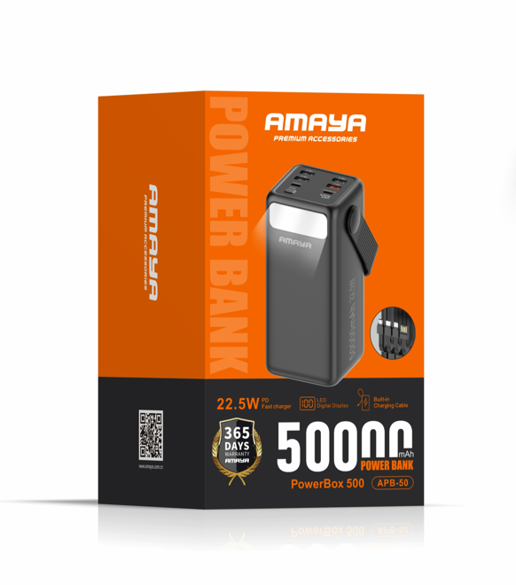 Amaya APB-50 22.5W Super Fast 50000mAh Power Bank with Built-in Cable