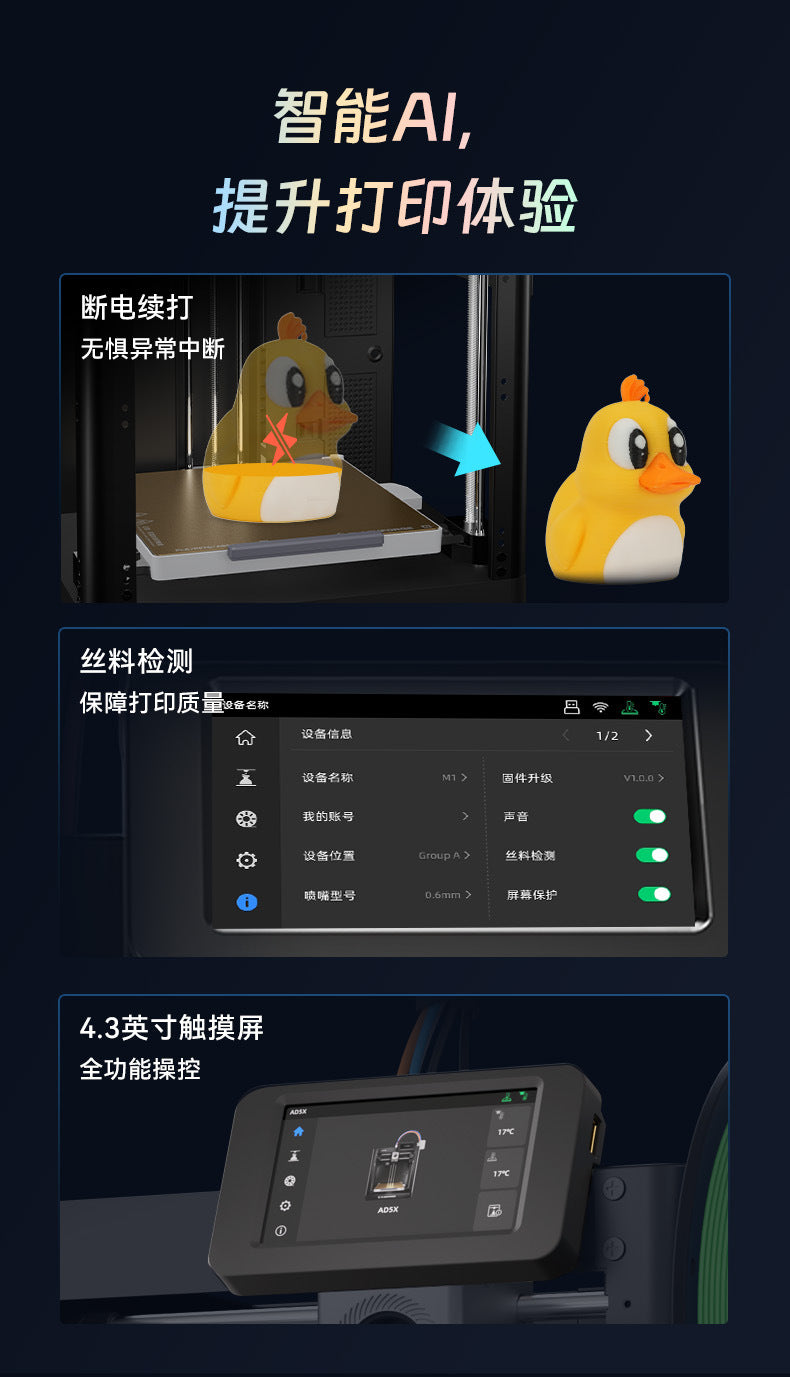Flash Cast Ad5X High-Speed Multi-Color Printing Fully Automatic Leveling Fdm Desktop-Grade Simple and Easy-To-Use 3D Printe