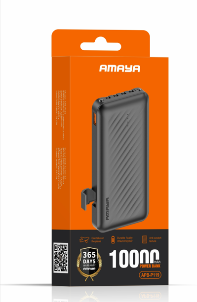 Amaya APB-P119 Wavy Pattern 2A Fast Charging 10000mAh Flashlight Power Bank