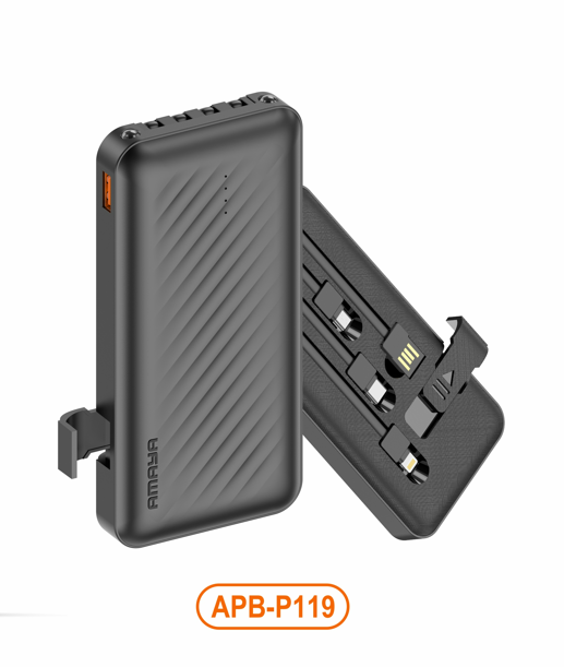 Amaya APB-P119 Wavy Pattern 2A Fast Charging 10000mAh Flashlight Power Bank