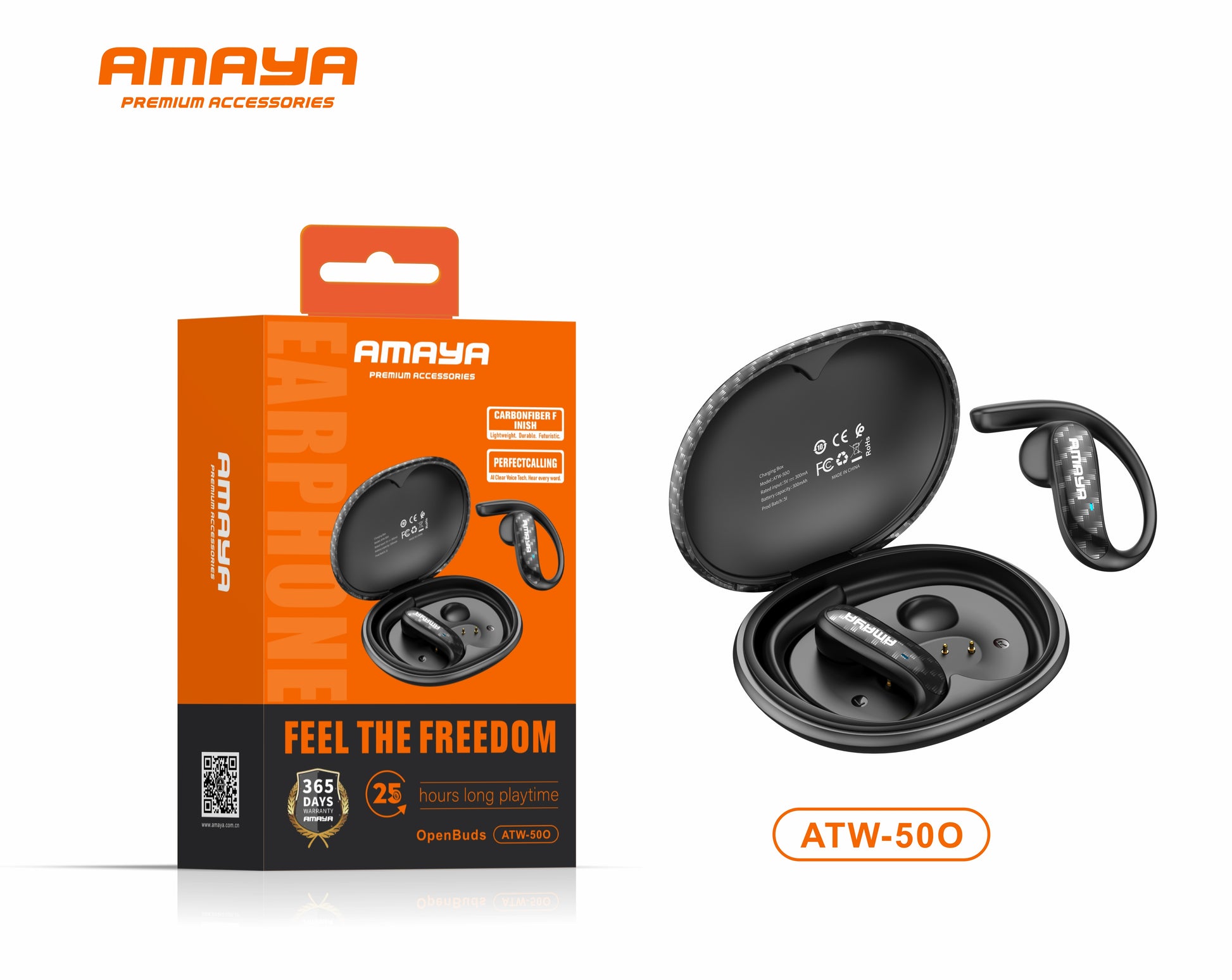 Amaya ATW-510 Carbon Fiber OWS Air Conduction Headphones