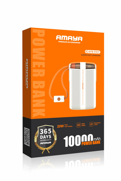 Amaya APB-FD37 22.5W Super Fast 10000mAh Power Bank with Built-in Cable