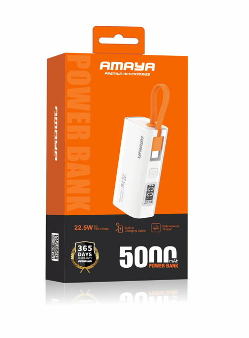 Amaya APB-FD39 22.5W Super Fast 5000mAh Power Bank with Built-in Cable