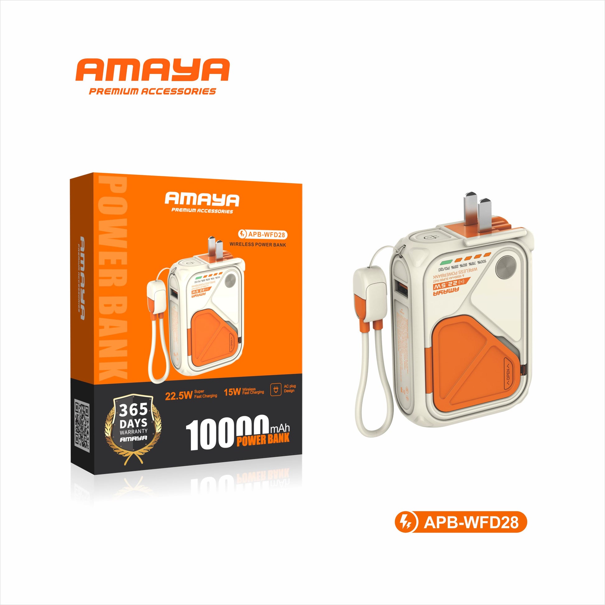Amaya APB-WFD28 22.5W Wireless Charging 10000mAh Power Bank with Stand