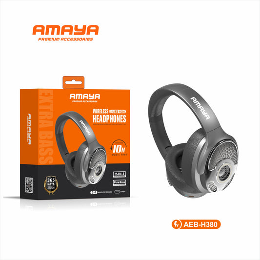 Amaya AEB-H380 Wireless Headphones – Versatile 2-in-1 Audio Experience