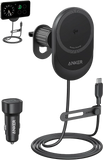 Anker MagGo Wireless Car Charger (Pad, Built-In USB-C Cable)