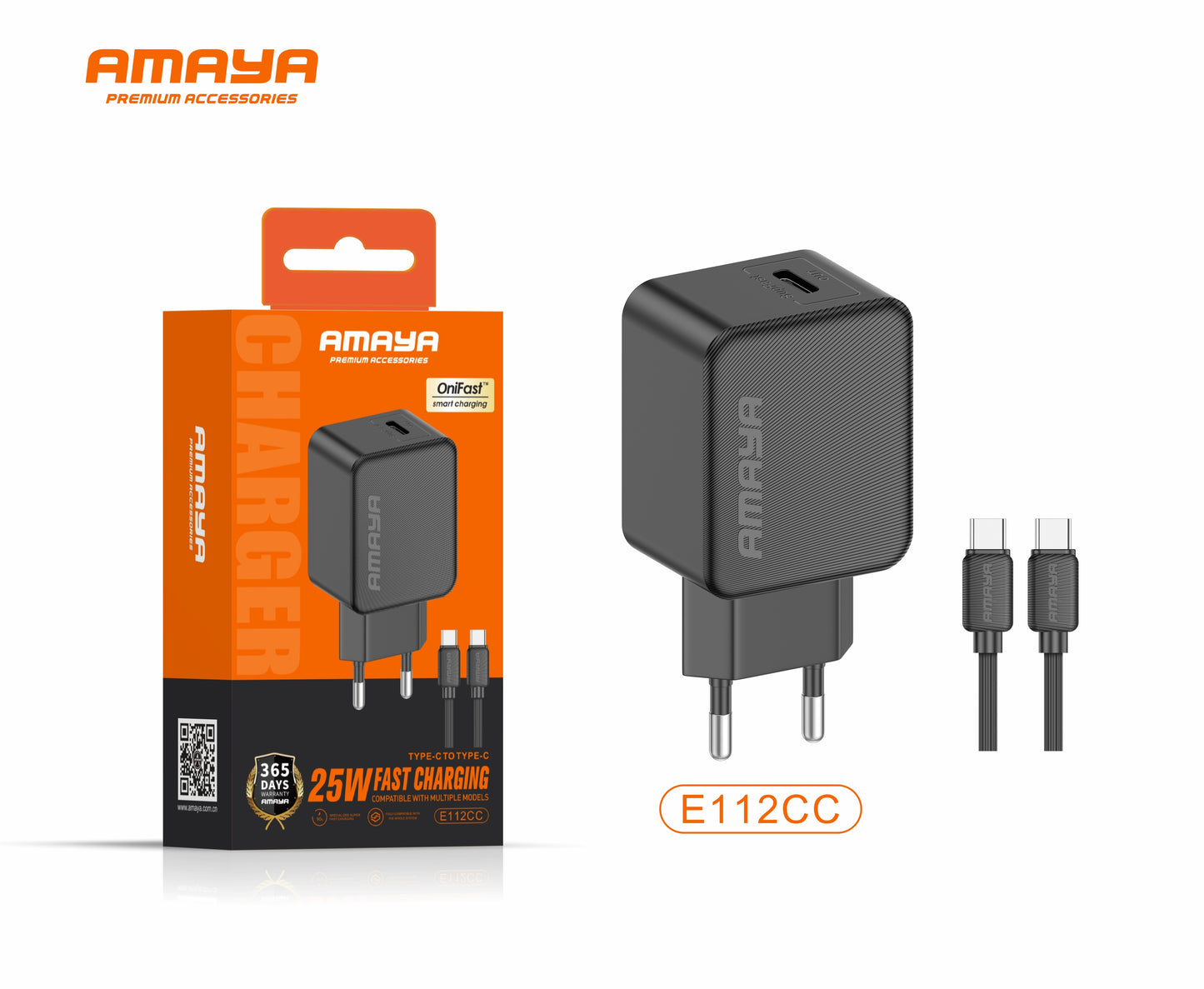 Amaya E112CC 25W Fast Charger Set (Type-C to Type-C)