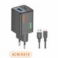 Amaya ACW-E81S USB 20W + Type-C 20W Fast Charger with Cable