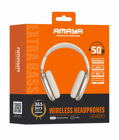 Amaya AEB-ANC680M Detachable Magnetic ANC Over-Ear Headphones