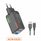 Amaya ACW-E82D USB 20W Fast Charger with Type-C Cable
