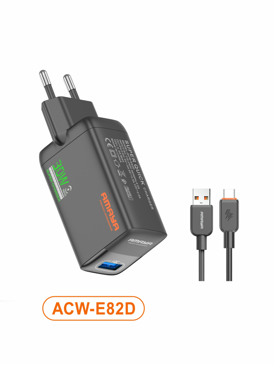 Amaya ACW-E82D USB 20W Fast Charger with Type-C Cable