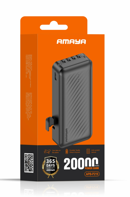 Amaya APB-P219 Wavy Pattern 2A 20000mAh Flashlight Power Bank