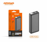 Amaya APB-P228L 3D Texture Flashlight 2.4A Fast Charger 20000mAh Power Bank