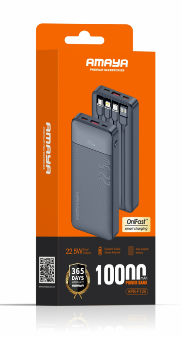 Amaya APB-F129 3D Texture 22.5W Fast Charger 10000mAh Power Bank