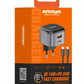 Amaya ACW-E211D+CC77 USB-C 20W + USB-A 18W Fast Charger with C to C Cable