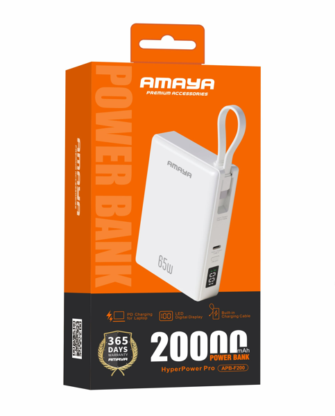 Amaya APB-F200 65W Super Fast 20000mAh Power Bank with Built-in Cable