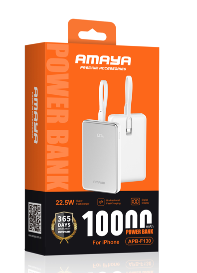 Amaya APB-F130 22.5W Super Fast 10000mAh Power Bank with Type-C to Lightning Cable
